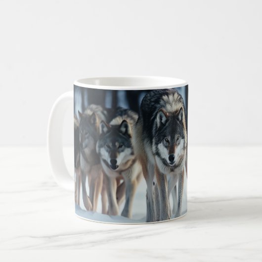 Yellowstone Wolves Coffee Mok (Voorkant links)