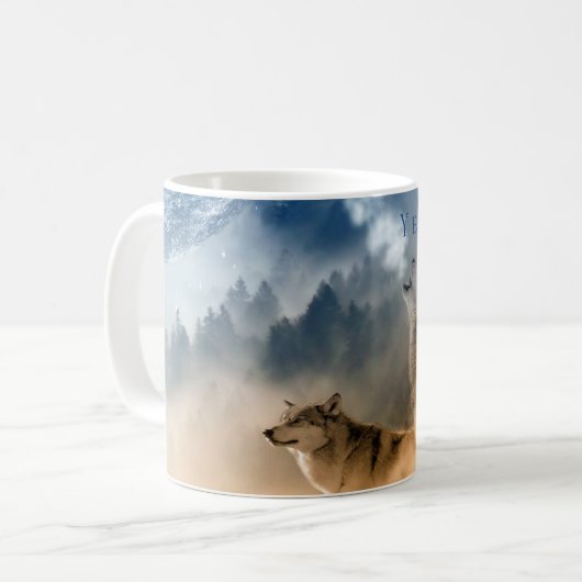 Yellowstone Wolves Coffee Mok (Voorkant links)