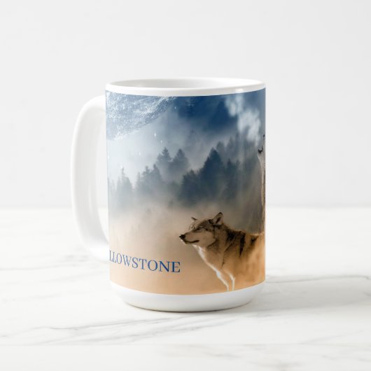 Yellowstone Wolves Coffee Mok (Voorkant links)