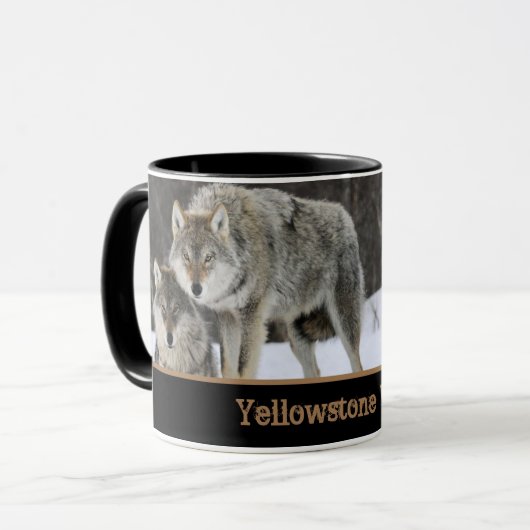 Yellowstone Wolves Coffee Mok Two-Tone (Voorkant links)