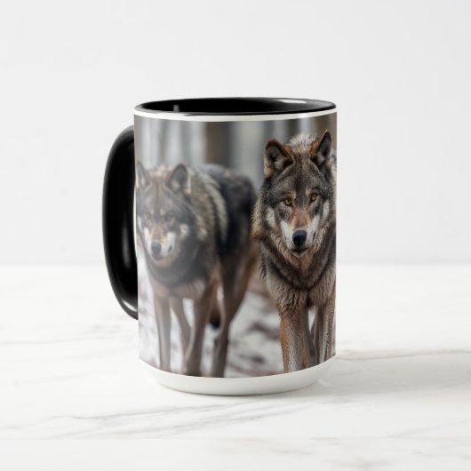 Yellowstone Wolves Koffie Mok Two-Tone (Voorkant links)