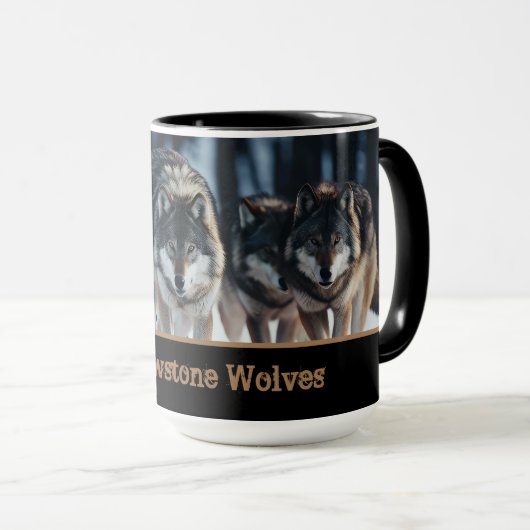 Yellowstone Wolves Koffie Mok Two-Tone (Voorkant rechts)