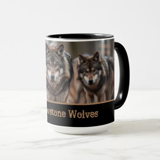 Yellowstone Wolves Koffie Mok Two-Tone (Voorkant rechts)