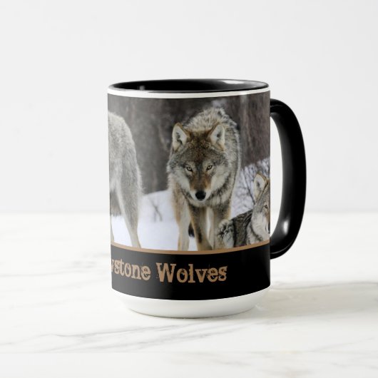 Yellowstone Wolves Koffie Mok Two-Tone (Voorkant rechts)