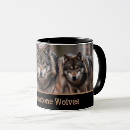 Yellowstone Wolves Koffie Mok Two-Tone (Voorkant rechts)