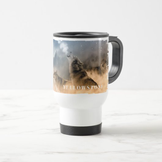 Yellowstone Wolves Reizen Mok (Voorkant rechts)