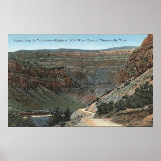 Yellowstone, WY - Yellowstone Highway and Wind Poster (Voorkant)