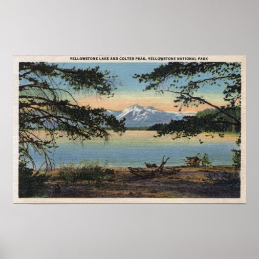 Yellowstone, WY - Yellowstone Lake en Colter Poster (Voorkant)