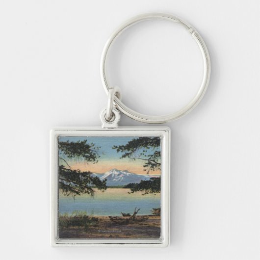 Yellowstone, WY - Yellowstone Lake en Colter Sleutelhanger (Voorkant)