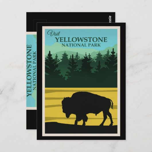 Yellowstone, Wyoming Reisposter Briefkaart (Voorkant / Achterkant)