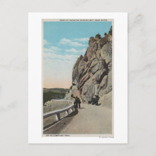 Yellowstone, WYVacationers, oude auto, nabij Briefkaart