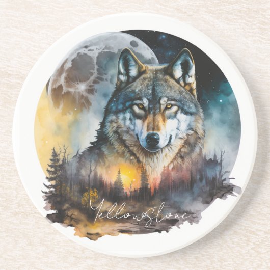 Yellowstone Zandsteen Coaster Wolf Onderzetter (Voorkant)
