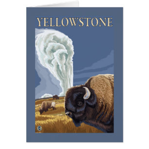 YellowstoneBison met ouderwets getrouw