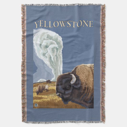 YellowstoneBison met ouderwets getrouw Deken (Voorkant Verticaal)
