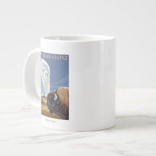 YellowstoneBison met ouderwets getrouw Grote Koffiekop