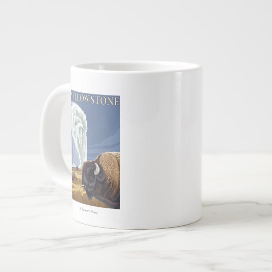 YellowstoneBison met ouderwets getrouw Grote Koffiekop (Links)