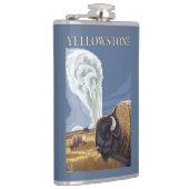 YellowstoneBison met ouderwets getrouw Heupfles (Rechts)