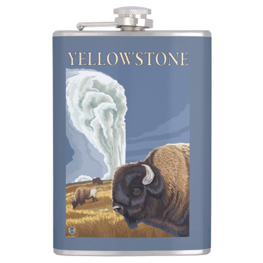 YellowstoneBison met ouderwets getrouw Heupfles (Voorkant)