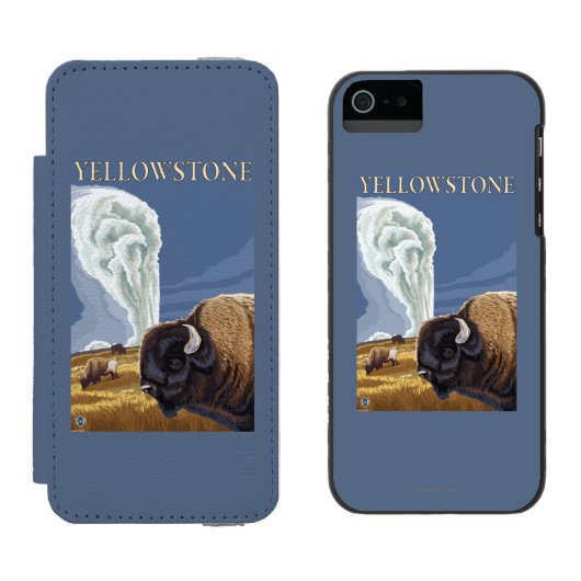 YellowstoneBison met ouderwets getrouw Incipio iPhone Portemonnee Hoesje (Naast elkaar)