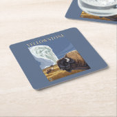 YellowstoneBison met ouderwets getrouw Kartonnen Onderzetters (Schuin)