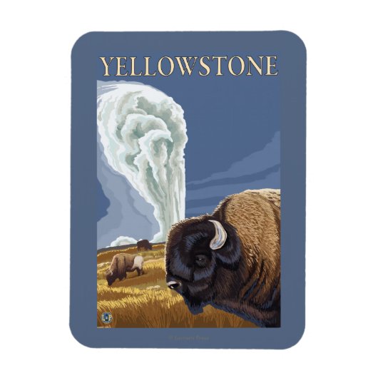 YellowstoneBison met ouderwets getrouw Magneet (Verticaal)