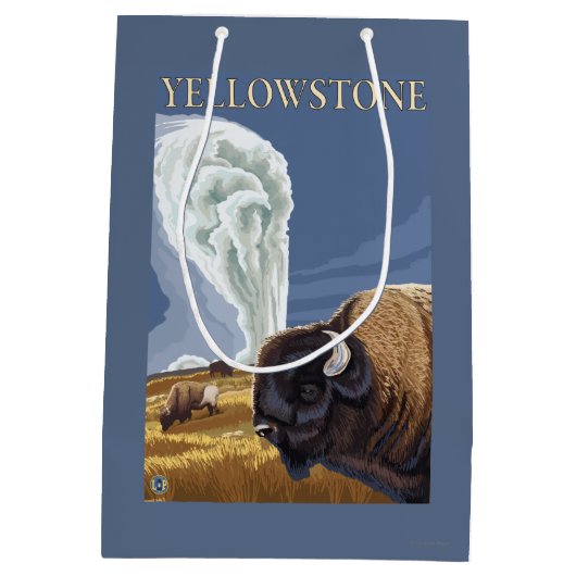 YellowstoneBison met ouderwets getrouw Medium Cadeauzakje (Achterkant)