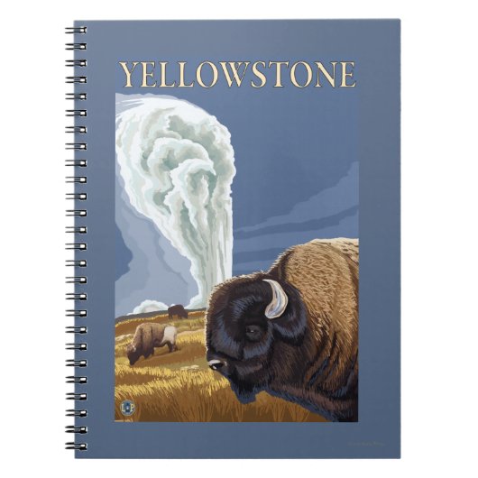 YellowstoneBison met ouderwets getrouw Notitieboek (Voorkant)