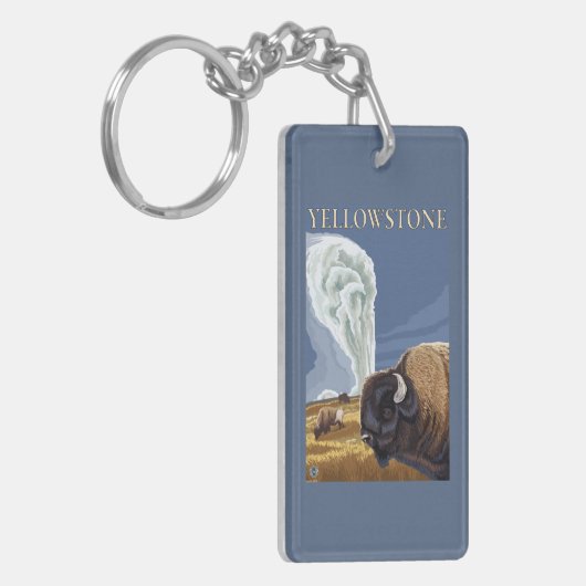 YellowstoneBison met ouderwets getrouw Sleutelhanger (Voorkant Links)