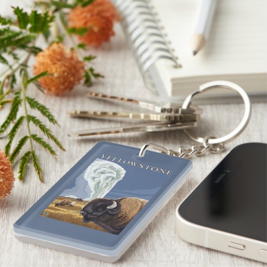 YellowstoneBison met ouderwets getrouw Sleutelhanger (Voorkant Rechts)