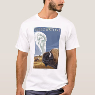 YellowstoneBison met ouderwets getrouw T-shirt