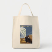 YellowstoneBison met ouderwets getrouw Tote Bag (Voorkant)