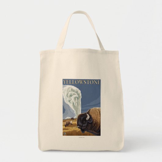 YellowstoneBison met ouderwets getrouw Tote Bag (Voorkant)