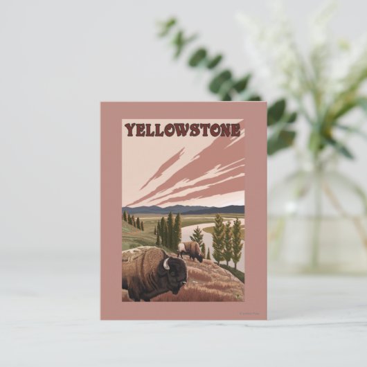 YellowstoneBison Scene Briefkaart (Staand voorkant)
