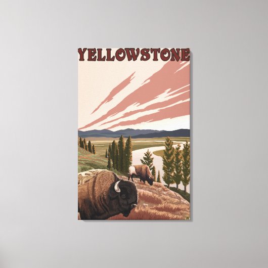 YellowstoneBison Scene Canvas Afdruk (Voorkant)