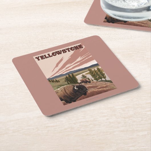 YellowstoneBison Scene Kartonnen Onderzetters (Schuin)