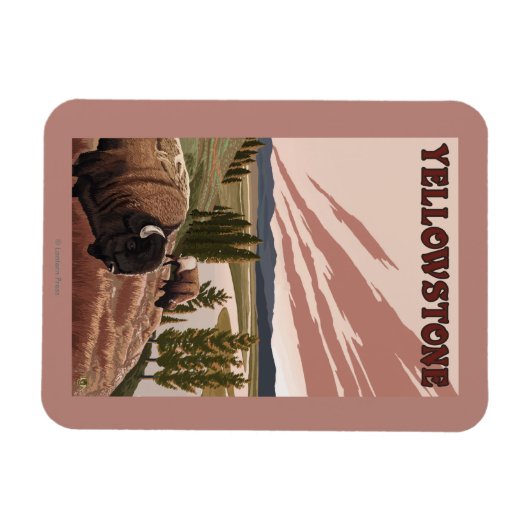 YellowstoneBison Scene Magneet (Horizontaal)