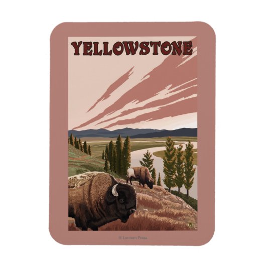 YellowstoneBison Scene Magneet (Verticaal)