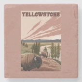 YellowstoneBison Scene Stenen Onderzetter (Voorkant)
