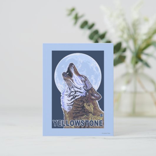 YellowstoneHowling Wolf Briefkaart (Staand voorkant)
