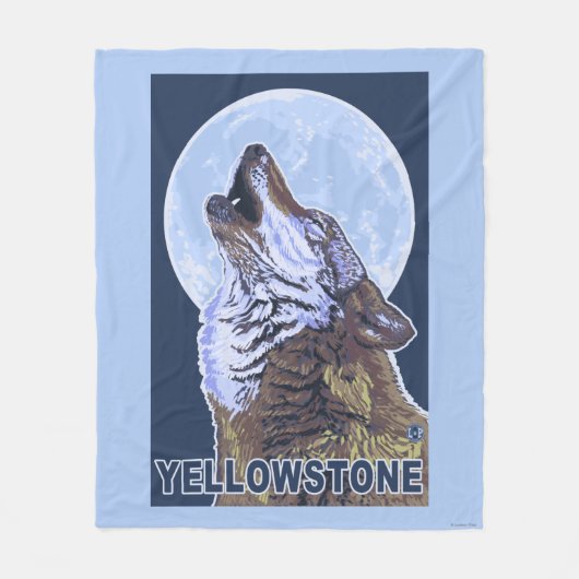 YellowstoneHowling Wolf Fleece Deken (Voorkant)
