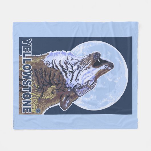 YellowstoneHowling Wolf Fleece Deken (Voorkant (Horizontaal))