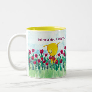 Yelodoggie "Zeg je hond dat ik hallo zei." Koffiem Tweekleurige Koffiemok