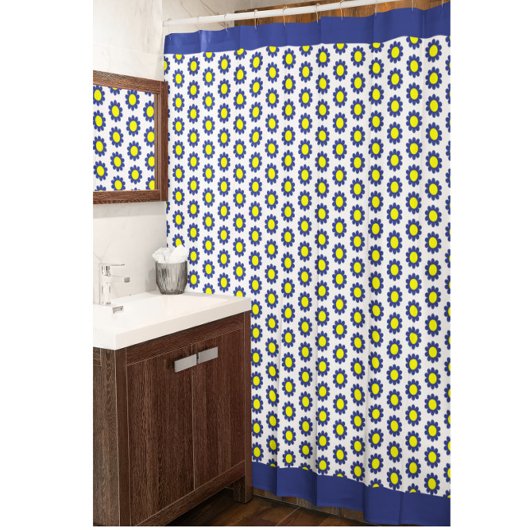 Yelow en Blue Floral Shower Curtain Douchegordijn