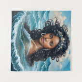 Yemaya Orisha Zwart Vrouw Prinses Kunst Wandkleed (Voorkant (horizontaal))