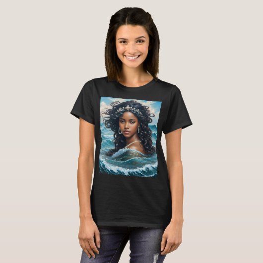 Yemaya Orisha Zwarte Vrouw Godin Kunst T-shirt (Voorkant volledig)