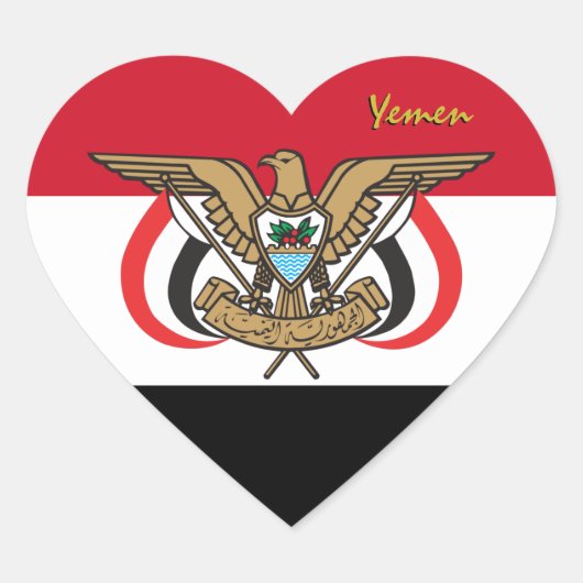 Yemen Hart Sticker, Patriottische Jemenitische Vla Hart Sticker (Voorkant)