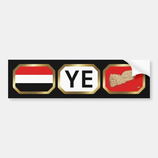 Yemen Vlag Landkaart Code Bumpersticker (Voorkant)