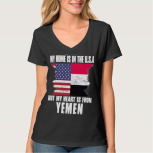 Yemeni American Patriot Grown Proud Home Heart USA T-shirt