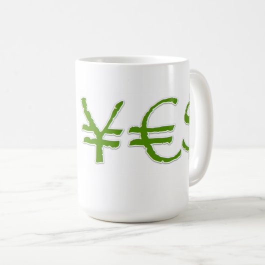 Yen, Euro, Dollar ¥$ Mok valuta (Voorkant rechts)