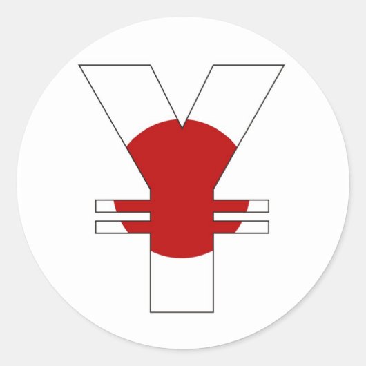 yen valutasymbool japan vlag ronde sticker (Voorkant)